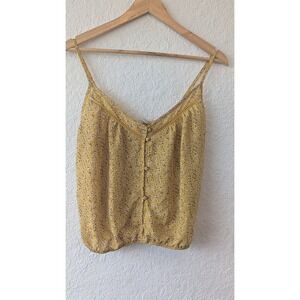 Sienna Sky Yellow Floral Print Lace Trim Camisole Top Size M